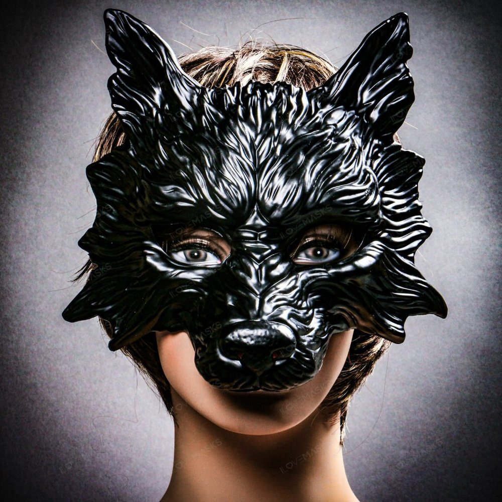 Black Wild Wolf Animal Cosplay Halloween Face Mask Halloween party mask costume